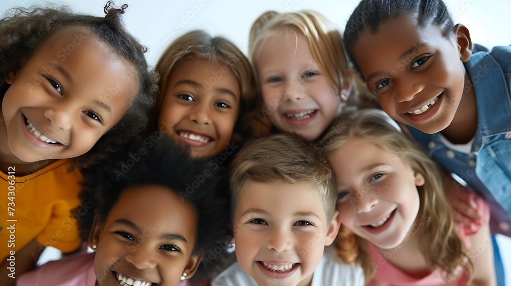 Generative AI : Ethnicity diversity group of kids friendship cheerful concept Generative AI : Ethnicity diversity group of kids friendship cheerful concept