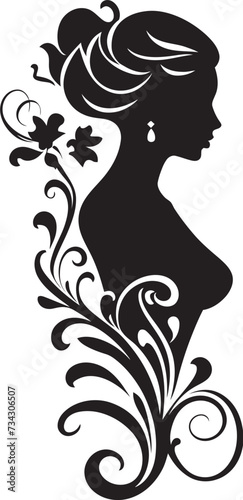 Shadowed Petal Portrait Floral Face Graphic Noir Blossom Muse Black Floral Face Design