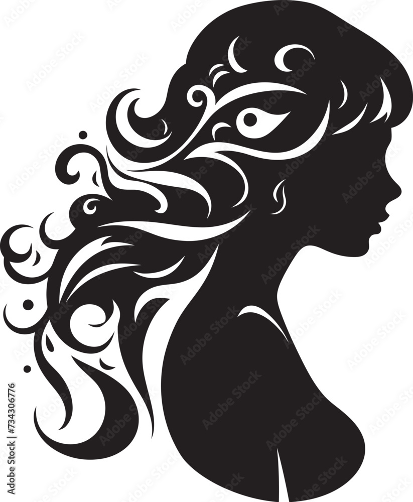 Midnight Serenade Floral Face Icon Element Enchanted Elegance Black Floral Face Vector Midnight Serenade Floral Face Icon Element Enchanted Elegance Black Floral Face Vector