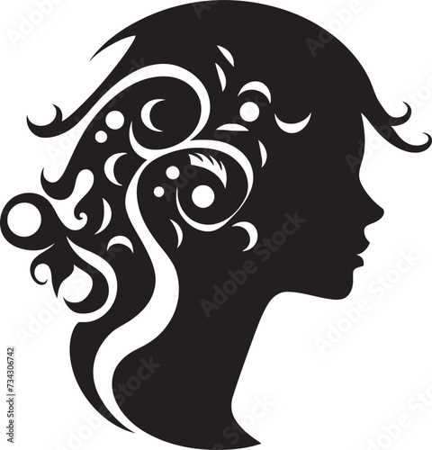 Shadowed Whispers Black Floral Face Element Midnight Reverie Floral Woman Profile Icon