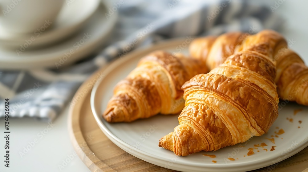 Generative AI : fresh croissants on the plate Generative AI : fresh croissants on the plate