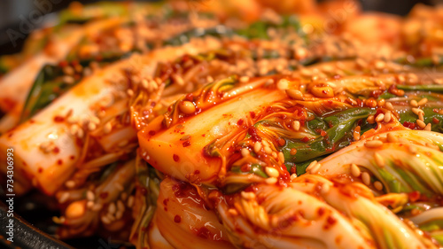 Spicy Kimchi representing Korean cuisine, fermented food, spice, and tradition
