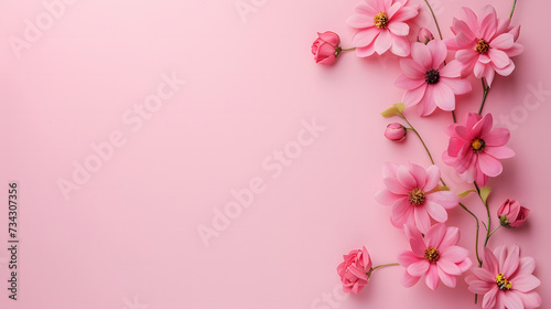 Harmonie Florale : L'éclat des couleurs estivales sur un fond rose vibrant
 photo