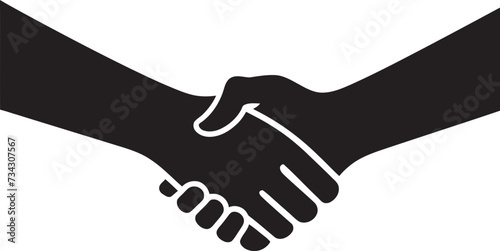 Bond of Alliance Handshake Graphic in Black Vector Concordance Symbol Vector Handshake Icon in Noir