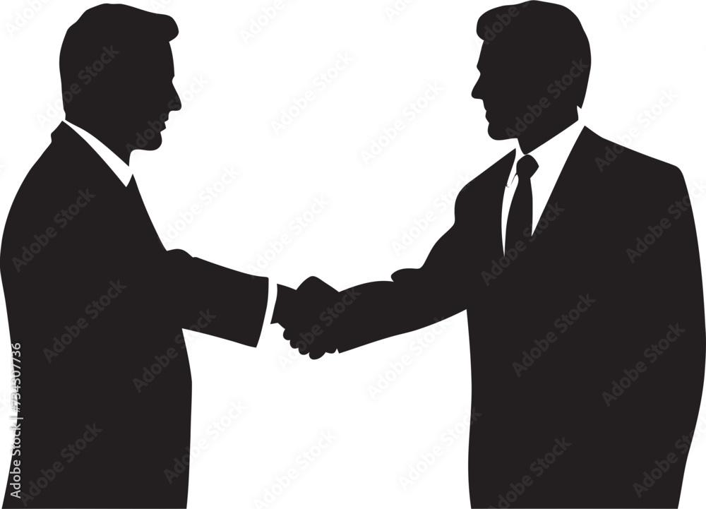 Mutual Concordance Black Handshake Graphic Element Formal Concordance Vector Handshake Symbol in Noir