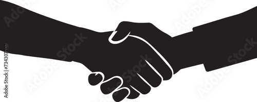 Formal Unity Vector Handshake Symbol in Noir Bond of Concordance Black Handshake Icon Design