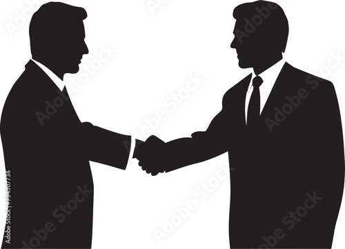 Mutual Concordance Black Handshake Graphic Element Formal Concordance Vector Handshake Symbol in Noir