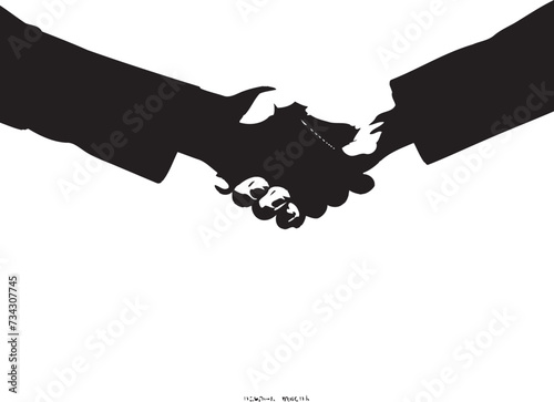 Formal Concordance Vector Handshake Symbol in Noir Bond of Unity Black Handshake Icon Design