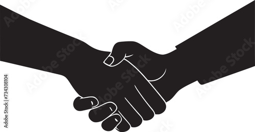 Mutual Concordance Black Handshake Graphic Monochrome Harmony Vector Handshake Icon