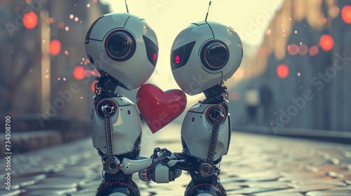 couple of robots, in love, valentine's edition generative ai