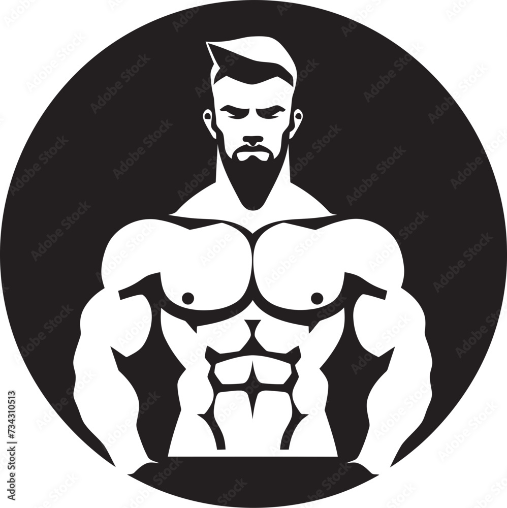 Strong Symbol Vector Gym Man Logo Element Fit Fusion Black Fitness Man Icon in Black