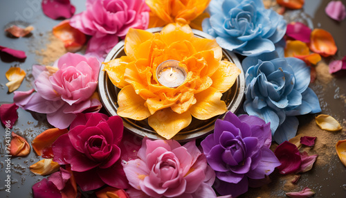 A vibrant bouquet of multi colored flowers symbolizes love and romance generated by AI