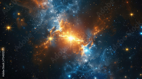 Vibrant cosmic galaxy with star clusters and nebula for space backgrounds