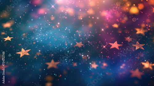 Magical starry background with glittering stars and dreamy bokeh, ideal festive, fantasy, space background.