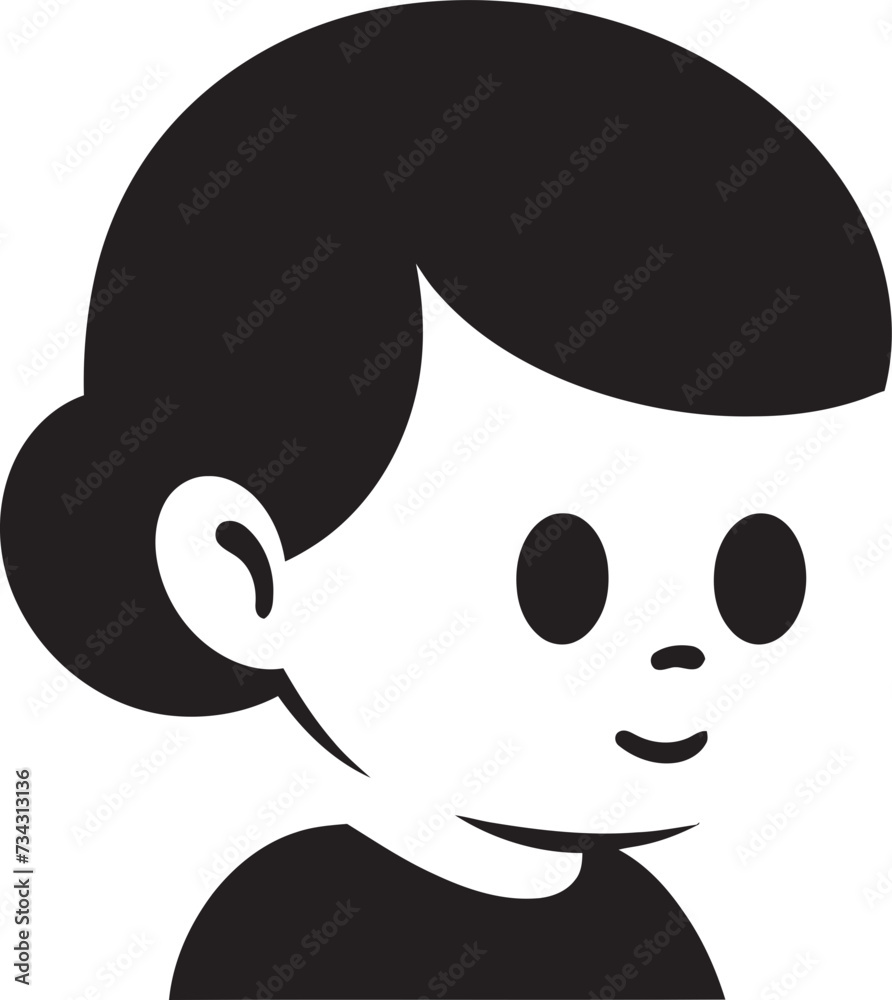 Little Luminary Black Icon of Childs Face Angelic Essence Vector Design of Toddler Face in Black Little Luminary Black Icon of Childs Face Angelic Essence Vector Design of Toddler Face in Black