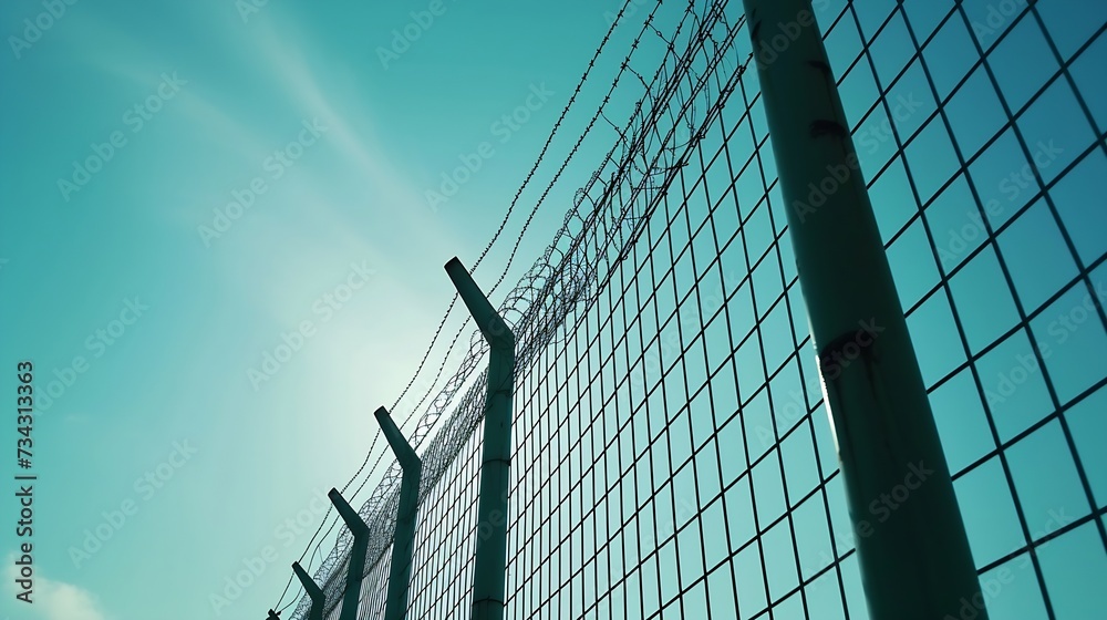 Generative AI : The fence on the sky background against the wall And abstract Generative AI : The fence on the sky background against the wall And abstract