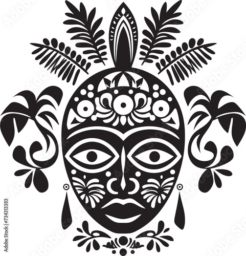 Heavenly Hugger Black Toddler Face Icon Petite Precious Vector Design of Childs Face in Noir
