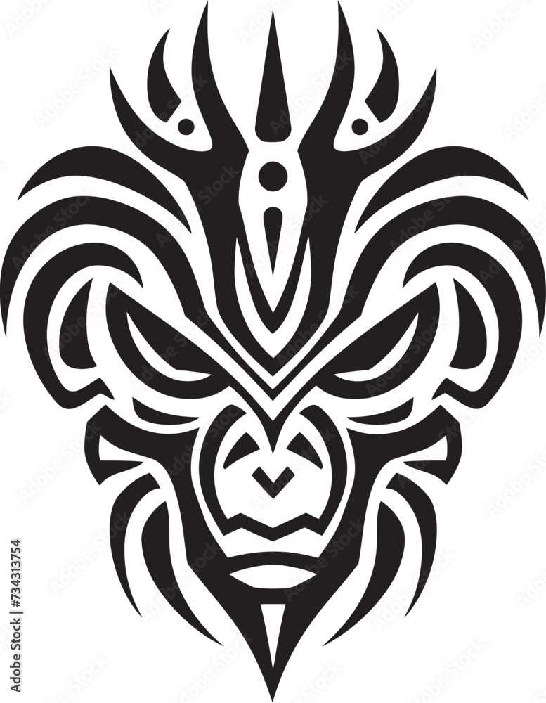 Noir Nomad Vector Tattoo Design in Noir Tribal Intrigue Black Icon of Tribal Ink