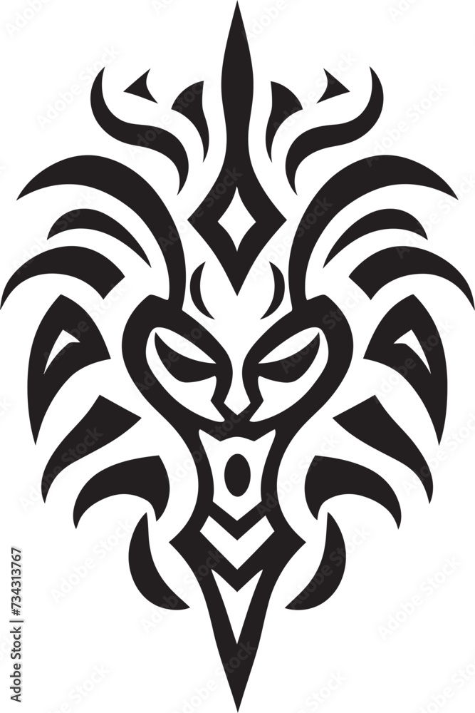 Fototapeta premium Noir Nomad Vector Tribal Design in Black Tribal Intrigue Black Icon of Tribal Ink