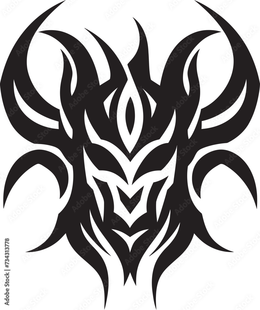 Naklejka premium Mystical Markings Black Icon of Tribal Tattoo Midnight Mystique Vector Tattoo Design in Black