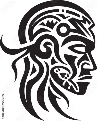 Obsidian Ornament Black Icon of Tribal Design Dark Ink Elegance Vector Tribal Ink in Black