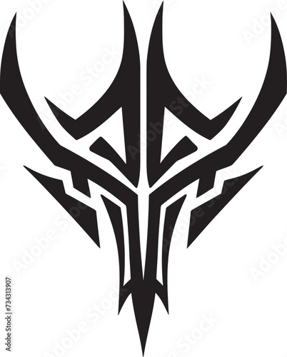 Shadowed Silhouettes Vector Tattoo Design in Noir Obsidian Outlines Black Icon of Tribal Ink