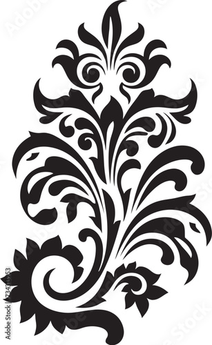 Retro Rendezvous Vector Vintage Florals in Black Classic Curiosities Black Icon of Vintage Floral Decorative Element