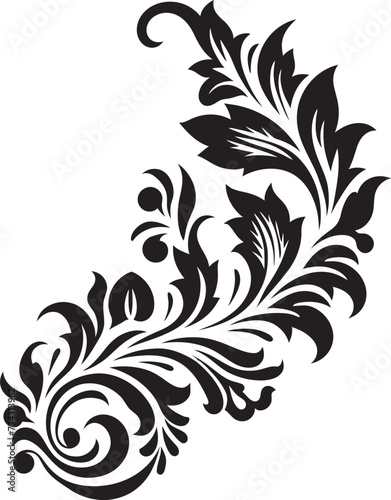 Nostalgic Nomad Vector Design of Vintage Florals in Black Noir Novella Black Vintage Floral Icon