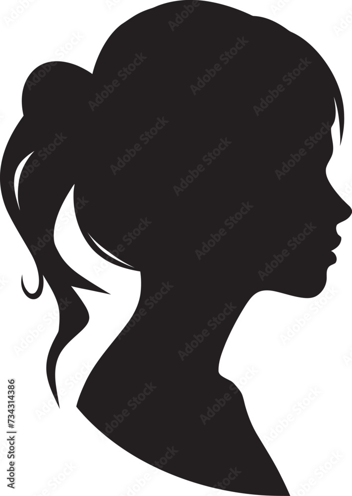 Timeless Tranquility Black Woman Face Icon Serene Sophistication Vector Design of Woman Face in Black