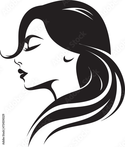 Radiant Reverie Black Icon of Womans Face Ebony Elegance Vector Woman Face in Black