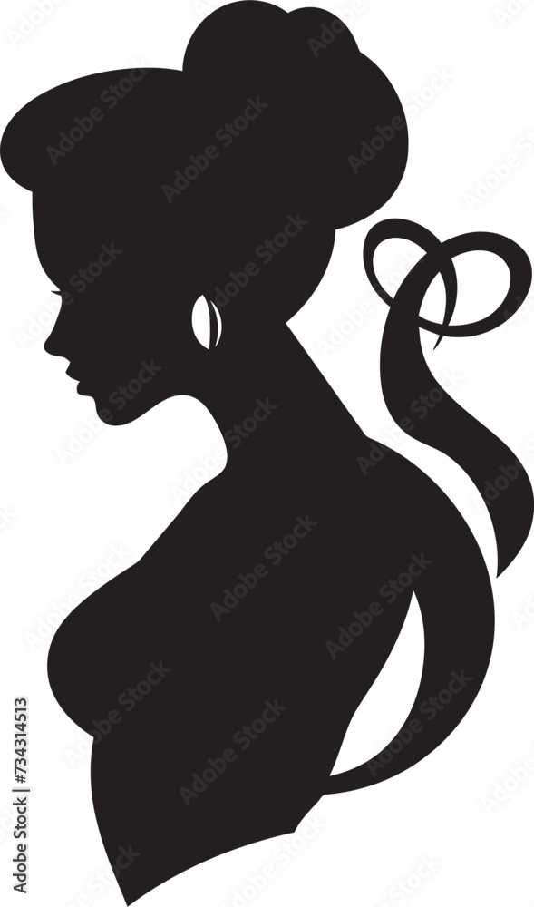 Radiant Reverie Black Icon of Womans Face Vintage Verve Vector Design of Woman Face in Black