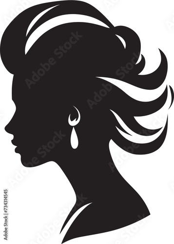 Radiant Noir Black Woman Face Icon Noir Nymph Vector Woman Face in Black