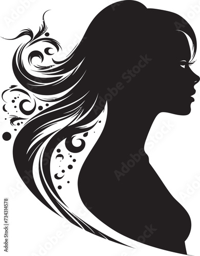 Noir Nyx Black Woman Face Icon Elegant Essence Vector Woman Face in Black