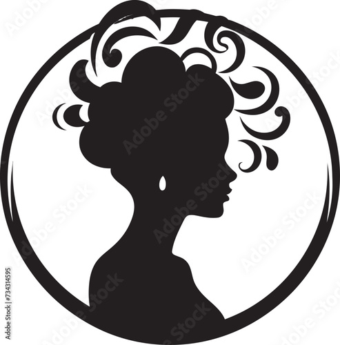 Obraz na płótnie Ebony Elegance Vector Design of Woman Face in Black Vintage Verve Black Woman Fa