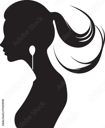Ethereal Elegance Vector Woman Face in Black Radiant Reverie Black Icon of Womans Face