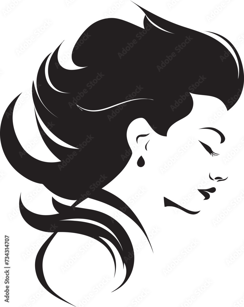 Silhouette Serenity Black Icon of Womans Face Noir Nectar Vector Woman Face in Black Silhouette Serenity Black Icon of Womans Face Noir Nectar Vector Woman Face in Black