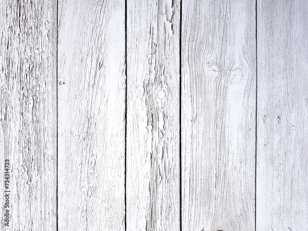 Fototapeta premium Background white wooden vertical planks board texture.