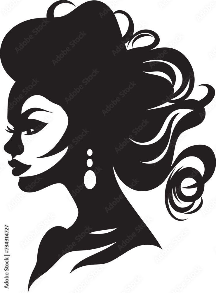 Mystical Maiden Black Icon of Womans Face Charcoal Charm Vector Woman Face in Black Mystical Maiden Black Icon of Womans Face Charcoal Charm Vector Woman Face in Black