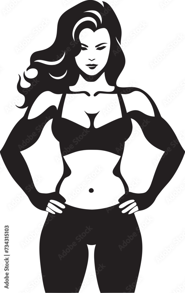 Fototapeta premium Athletic Aura Vector Woman Fitness Logo in Black Radiant Resilience Black Icon of Woman Fitness Logo