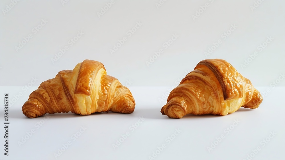 Generative AI : croissants isolated on a white background. breakfast, snacks or bakery.