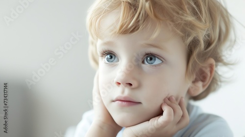 Generative AI : Portrait of pensive little boy