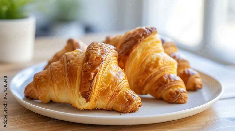 Generative AI : fresh croissants on the plate