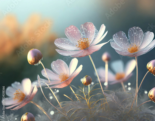Mothers Day flowers. Abstract image of Cosmos flowers with transparent petals.