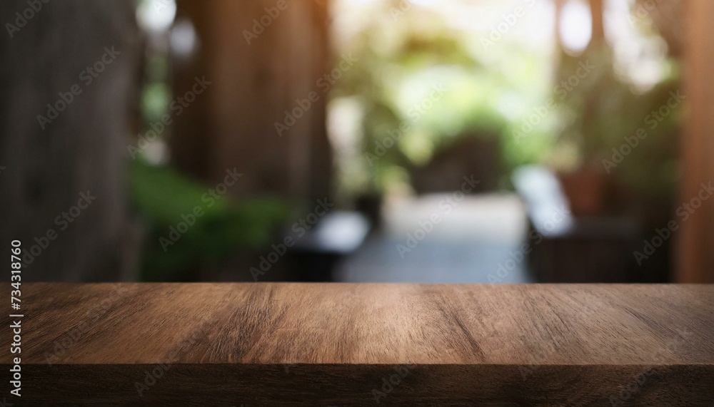 Wood Table Top in Blur Background room interior with empty copy space Wood Table Top in Blur Background room interior with empty copy space