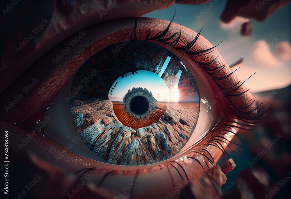 Inclinations can blind our views and limit perspective - pictured as word Inclinations on eyes to symbolize that Inclinations can distort perception of the world, 3d illustration. Generative AI - obrazy, fototapety, plakaty 