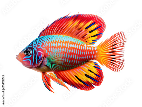 a colorful fish with orange and blue spots