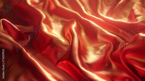 Satin texture red and gold fabric 