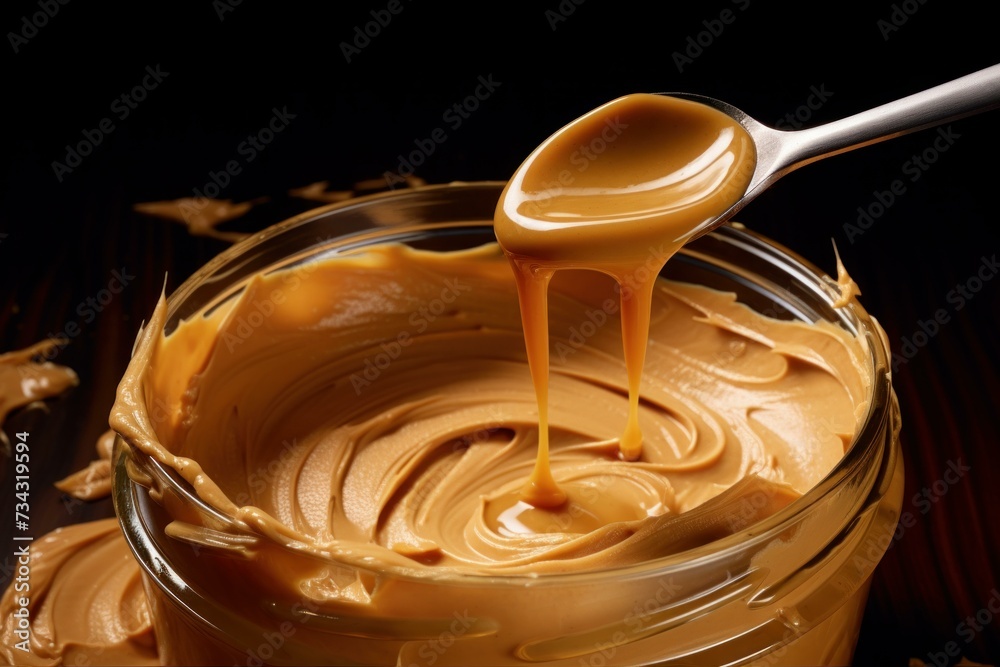 Creamy Peanut butter. Creamy jar snack. Generate Ai