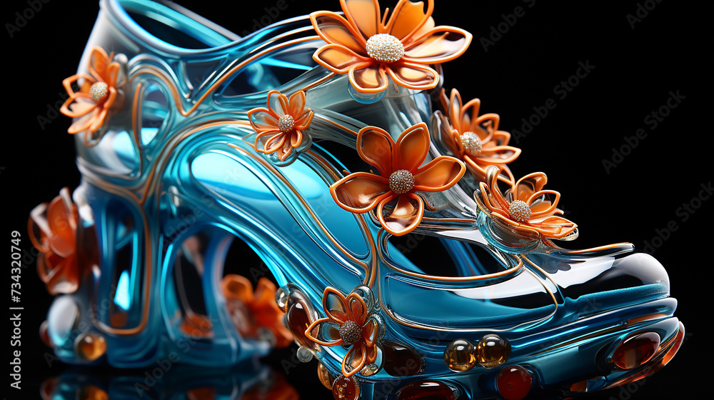 3d image of ladies shoes made of glass 3d image of ladies shoes made of glass