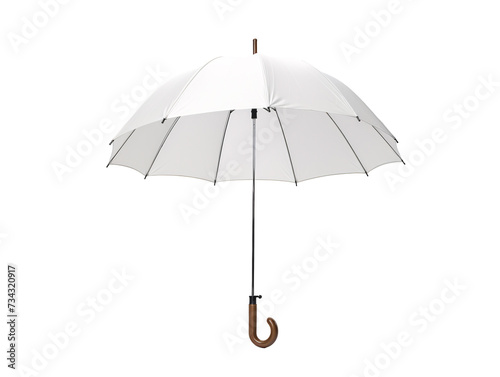 a white umbrella with a wooden handle